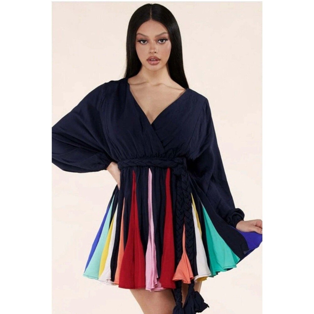 Latiste Women’s Rainbow Mini Dress Sz S Coquette Fairy Rave Festival